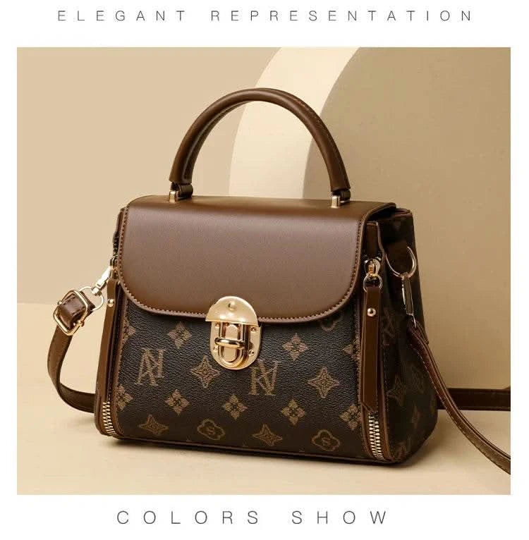 Bags for Women, Printed Fashionable Hand-Held Locks, Commuting Small Square Bag, Fashionable and Versatile Shoulder Crossbody Ba - M & M Global