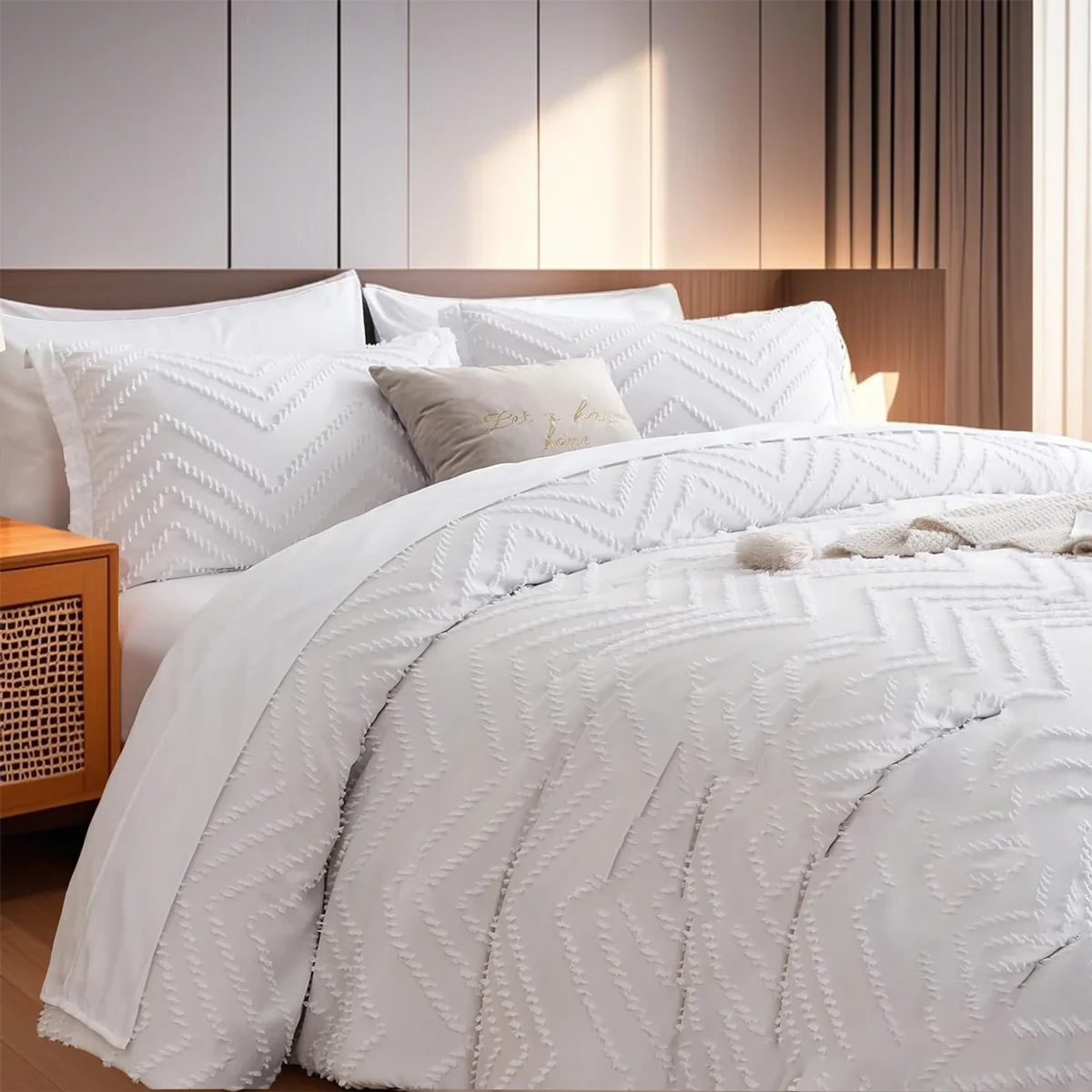 Tufted Comforter Set-7 Pieces in a Bag, Bedding Sets with Comforters,Flat Sheets, Fitted Sheet,2 Pillowcases & 2 PillowShams
