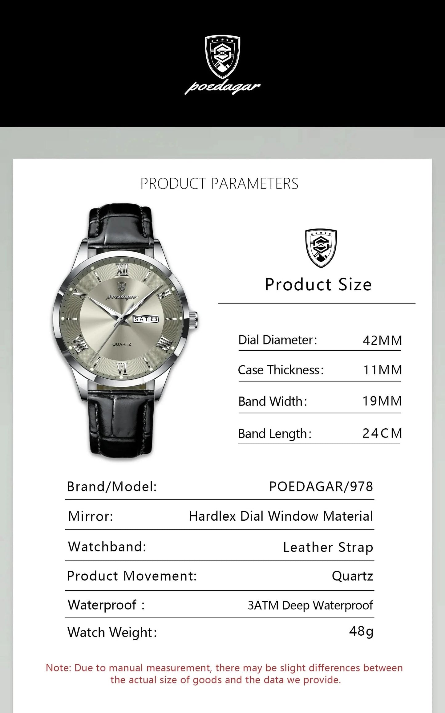 POEDAGAR Top Luxury Watch For Men Military Waterproof Luminous Date Week Man Wristwatch Leather Men's Quartz Watches Sport Reloj - M & M Global