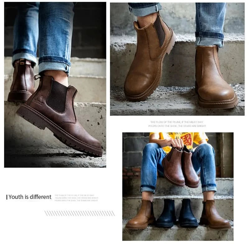 Industrial-Grade Steel Toe Boots Metatarsal Guard Triple Protection Men Work Boots Waterproof Construction Work Shoes Anti-smash