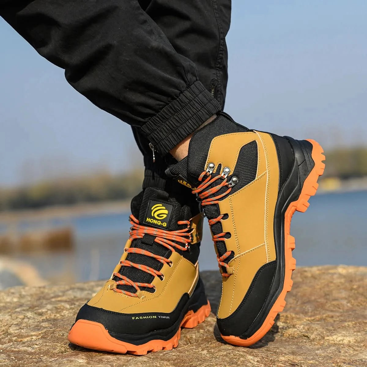 Mens Work Boots Steel Toe Safety Sneakers with Metatarsal Guard Slip-Resistant Puncture-Resistant Sole for Warehouse & Delivery