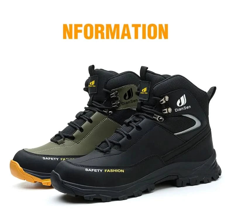 Mens Safety Shoes With Steel Toe Waterproof Boots Puncture Proof Anti-smash Mens Outdoor Work Sneakers Construction Work Shoes