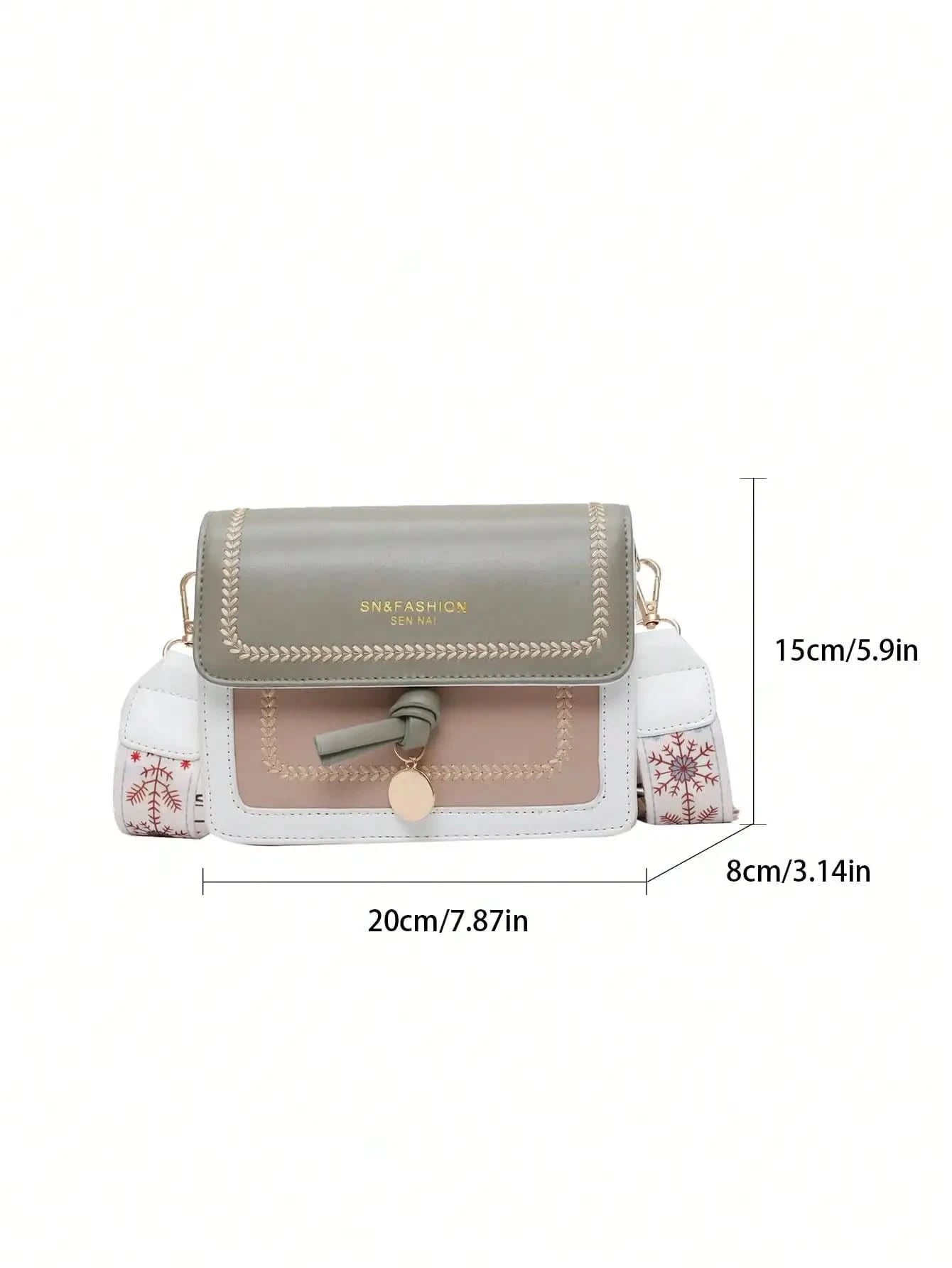 Fashionable Bag for Women, Versatile New Crossbody Bag, Casual, Contrasting Color, Small Square Bag, Wide Shoulder Strap - M & M Global