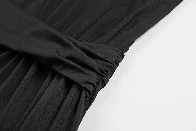 Tossy Fashion Autumn Pleated Long Dress Female High Waist Slim Bandage Solid Elegant Commute Clothes Ladies Y2k Maxi Dress 2024 - M & M Global