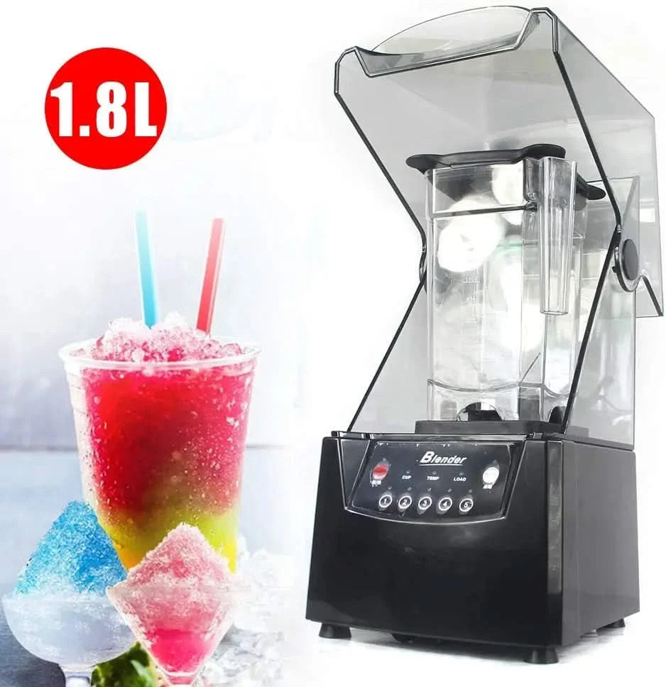 Soundproof Blender, 110V 2600W 1.8L Commercial Fruit Juice Smoothie Maker With Shield Quiet Sound Enclosure for Puree, Ice Crush - M & M Global