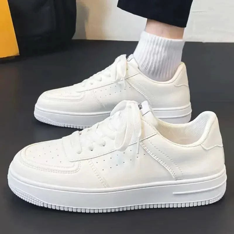 Casual Men's Sneakers Autumn 2025 New Style Winter Pure White Fiberglass Synthetic Lining Rubber Sole Unisex Leisure Shoes - M & M Global