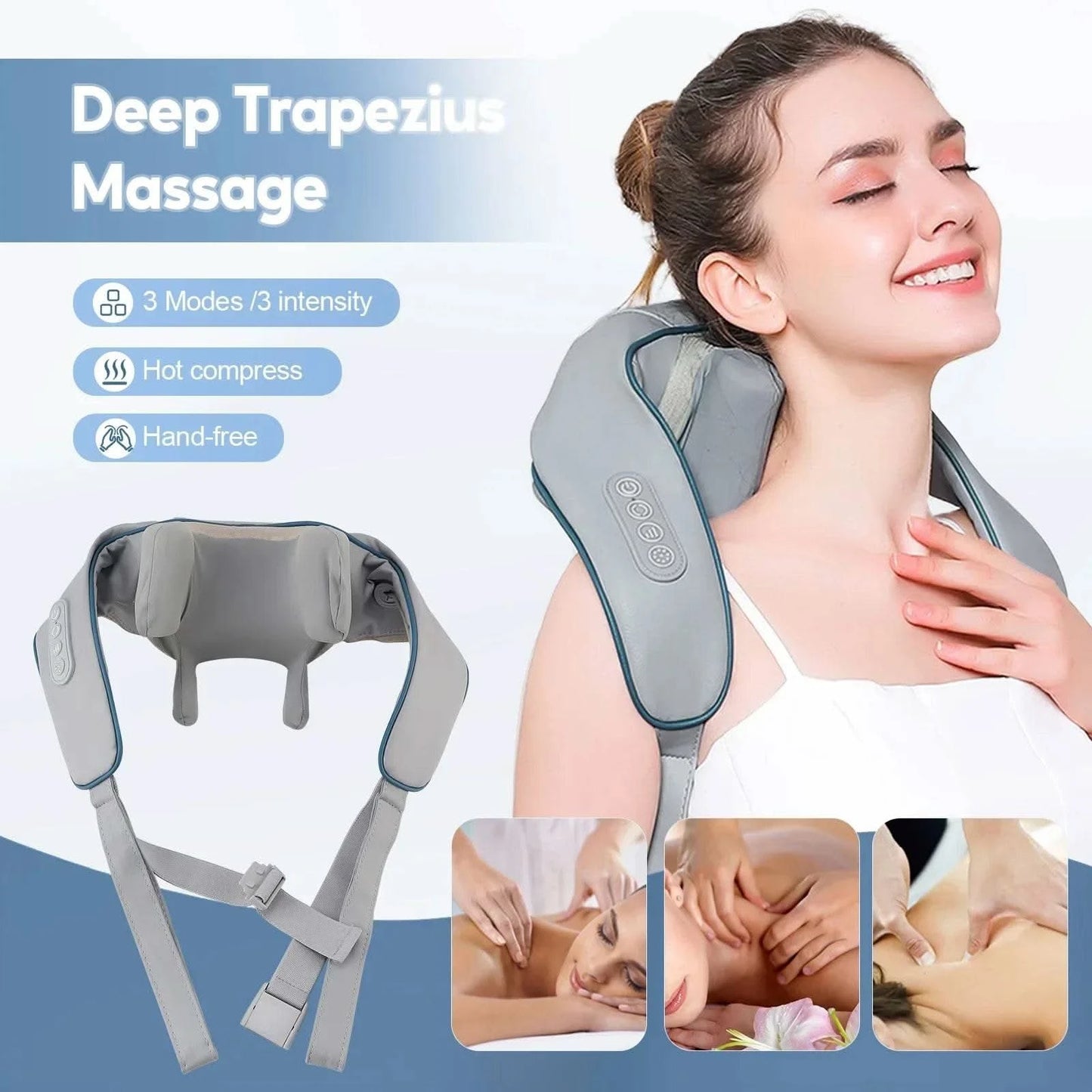 20W Wireless Trapezius Massager Neck And Shoulder Kneading Massager Neck And Back Massager Shawl Neck Cervical masajeador - M & M Global