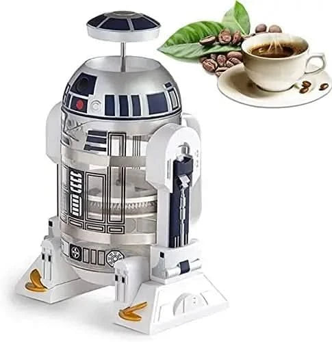 French Press Insulated 304 Stainless Steel Coffee Maker, 32 Oz Robot R2D2 Hand Home Coffee Presser, with Filter Screen for Brew - M & M Global