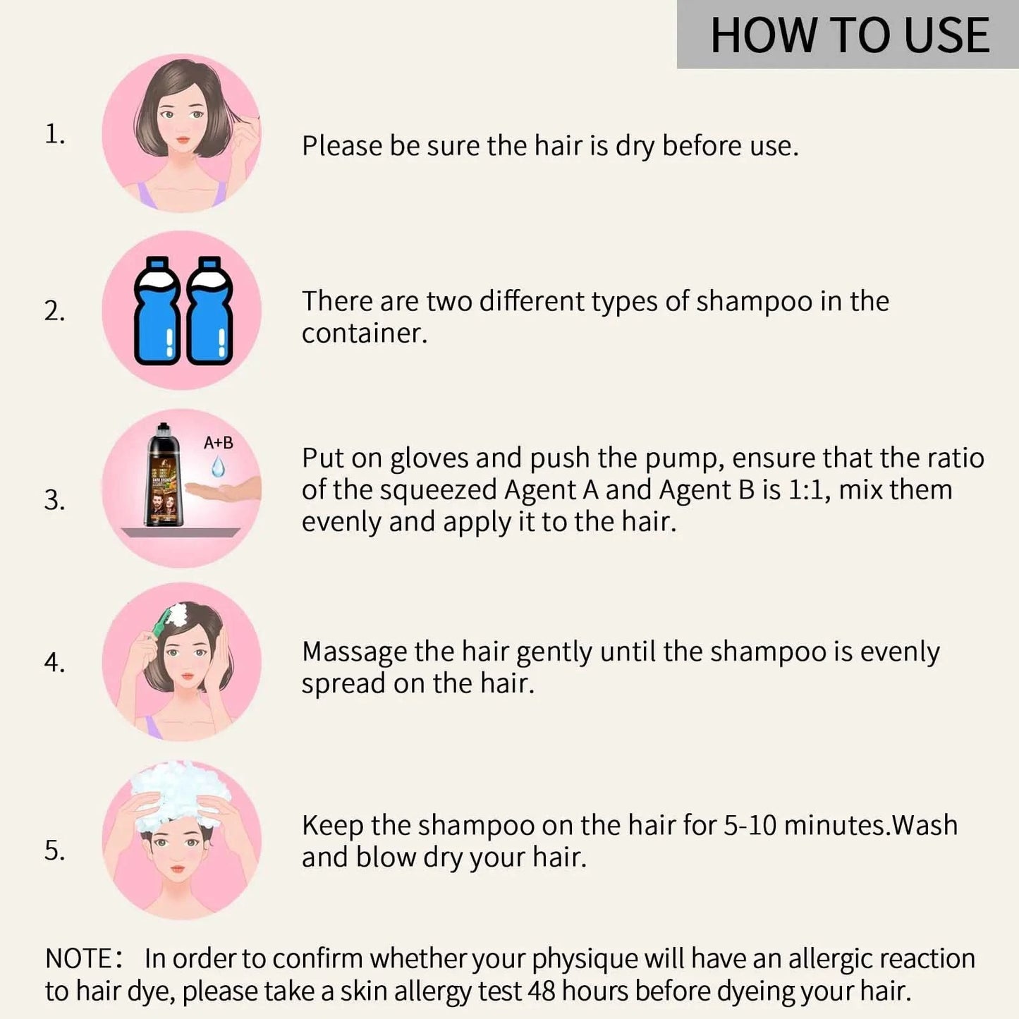 Brown Hair Color Shampoo for Gray Hair Instant Hair Dye Shampoo Hair Coloring in Minutes Natural and Long lasting color Hair Dye