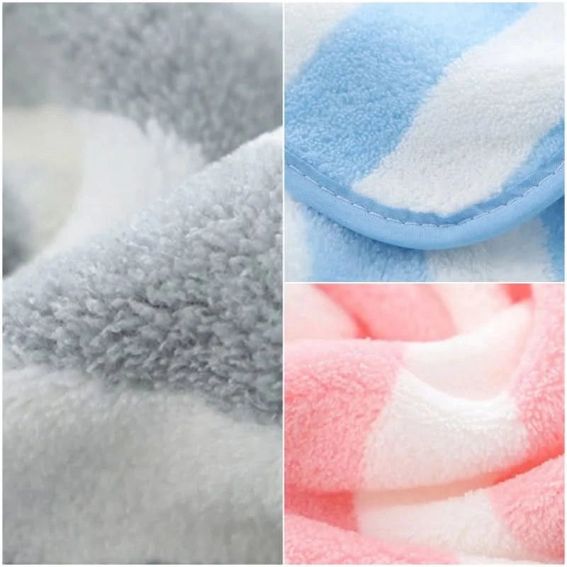 Soft Striped Bath Towel Set - Quick-Drying Absorbent Microfiber Face & Hand Towels for Bathroom, Home Spa - 70x140cm & 35x75cm - M & M Global