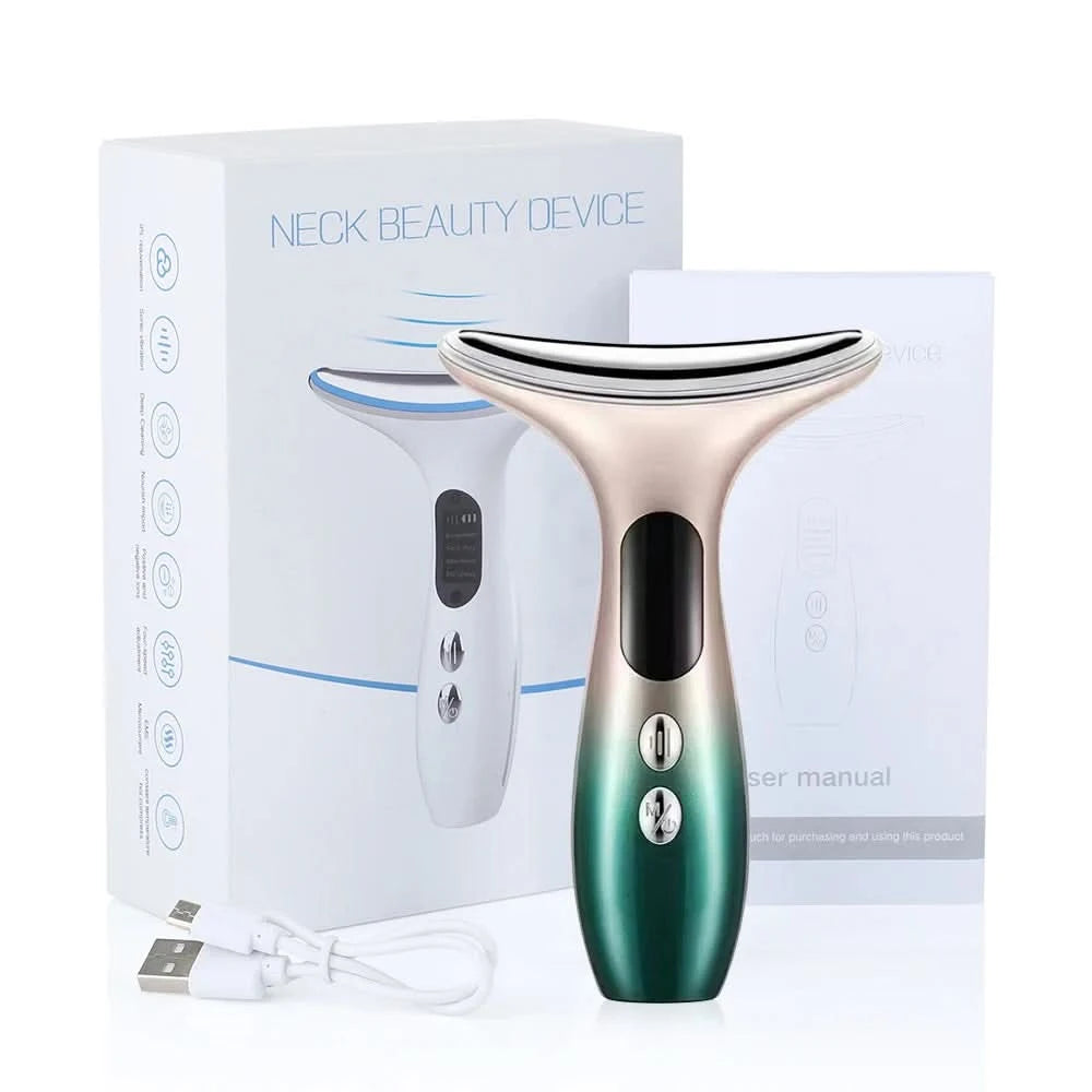 Neck Beauty Device EMS Microcurrent Chin Facial Lifting LED Firming Rejuvenation Anti Wrinkle Skin Care Face Massager - M & M Global