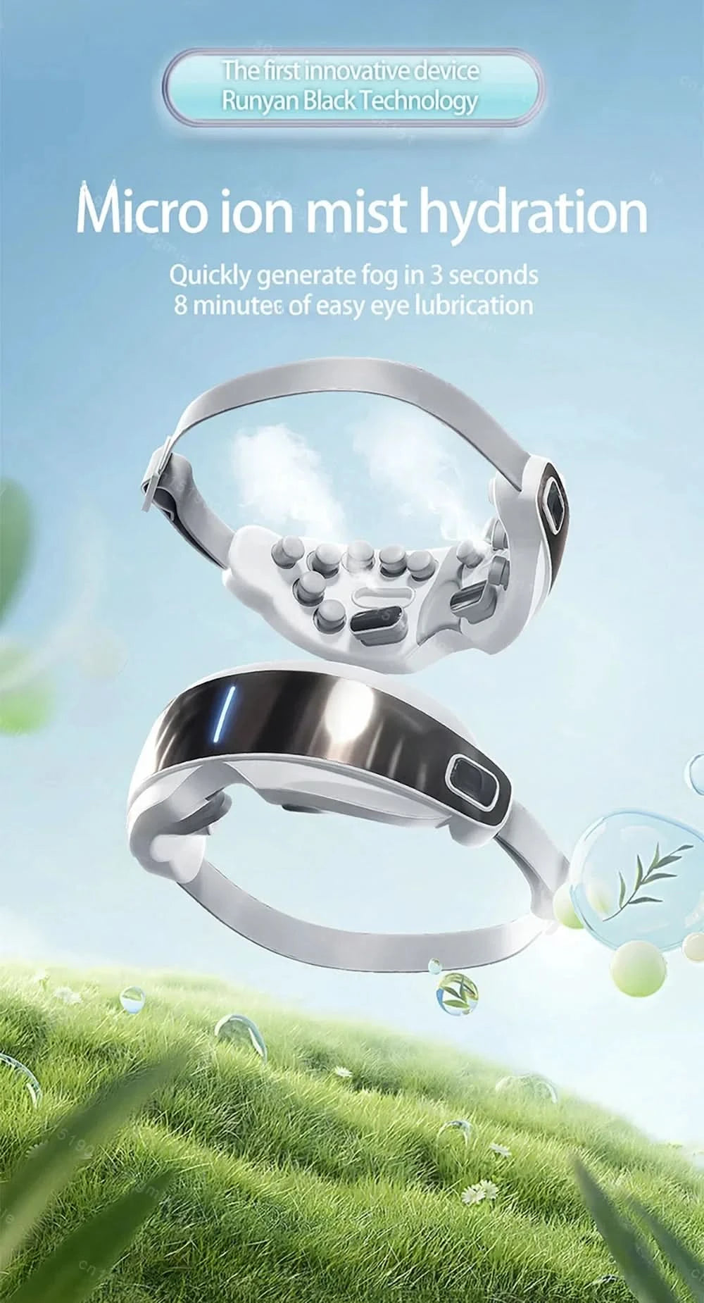Steam Eye Massager Warm Spa Eye Steamer Acupressure Therapy Kneading Massage Eyes Bluetooth Relieve Eye Fatigue Massage Relax - M & M Global