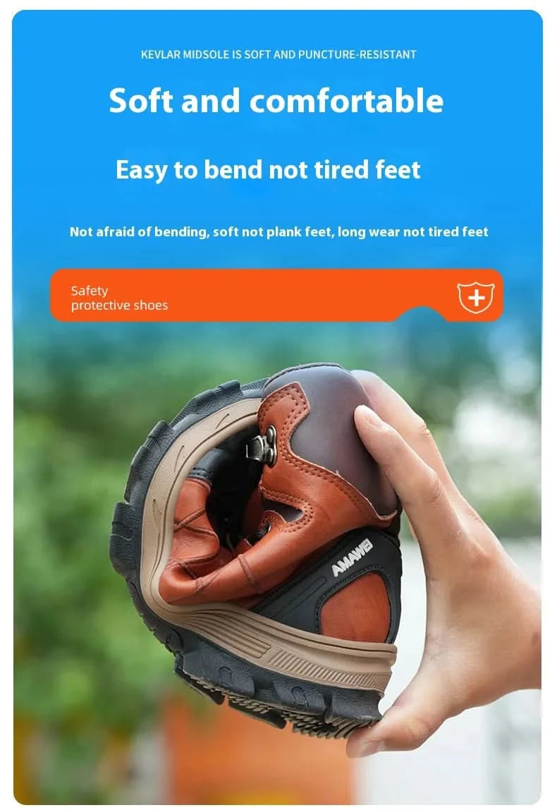 Men’s Steel Toe Work Shoes Widen Metatarsal Protection Puncture-Resistant Slip & Abrasion-Resistant Construction Work Shoes