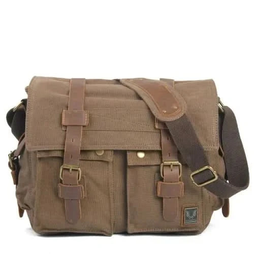 MUCHUAN Canvas Leather Men Messenger Bags Big Satchel Shoulder Bags Male Laptop Briefcase Travel Handbag - M & M Global