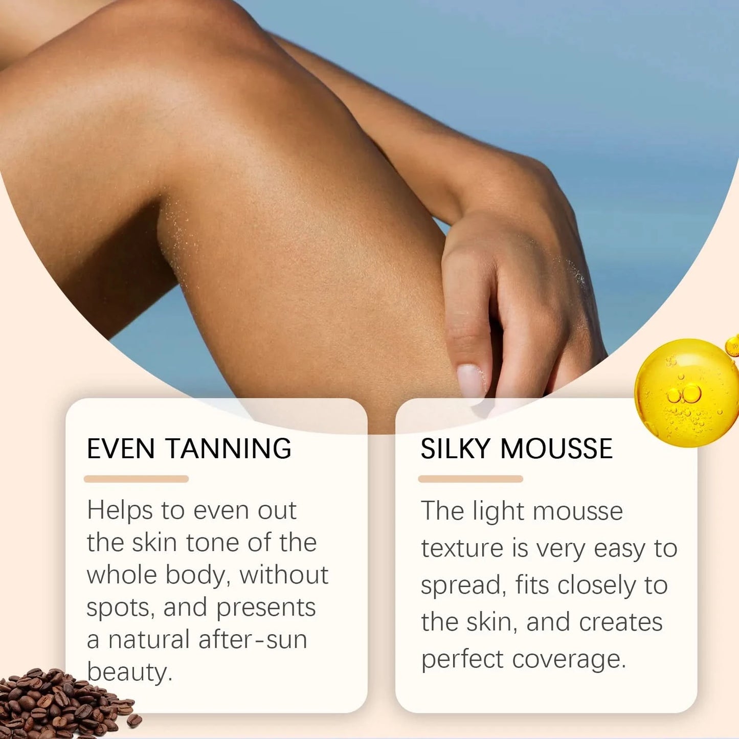Ouhoe Sunless Tanning Mousse Natural Bronzer Summer Beach Outdoors Moisturizing Flawless Face Body Tanning Mousse - M & M Global