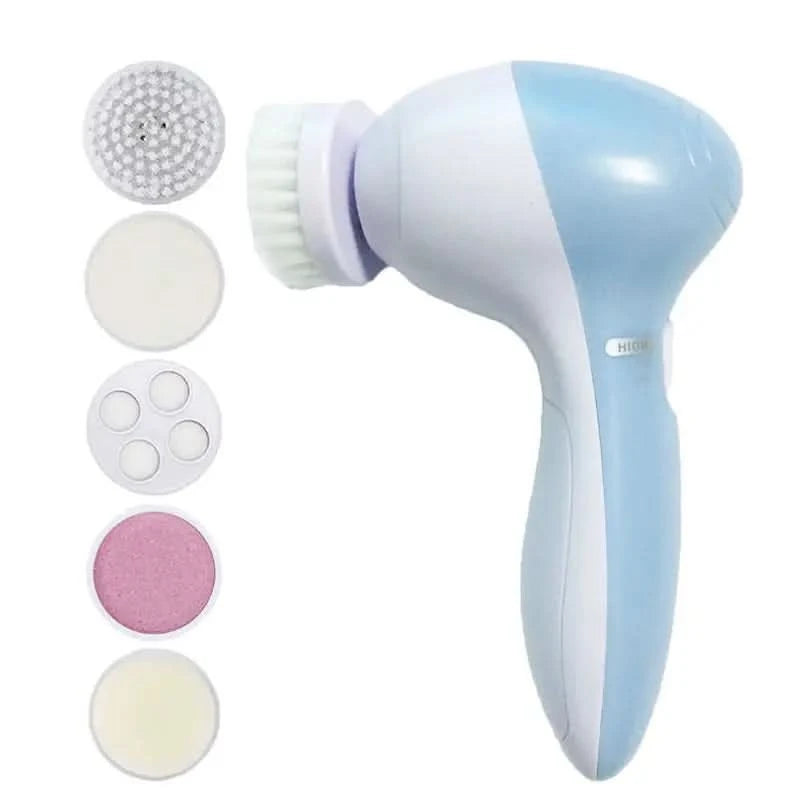 Electric Facial Cleaner 5 IN 1 Face Cleansing Brush Wash Machine Spa Skin Care Massager Blackhead Cleaning Facial Cleanser Tools - M & M Global