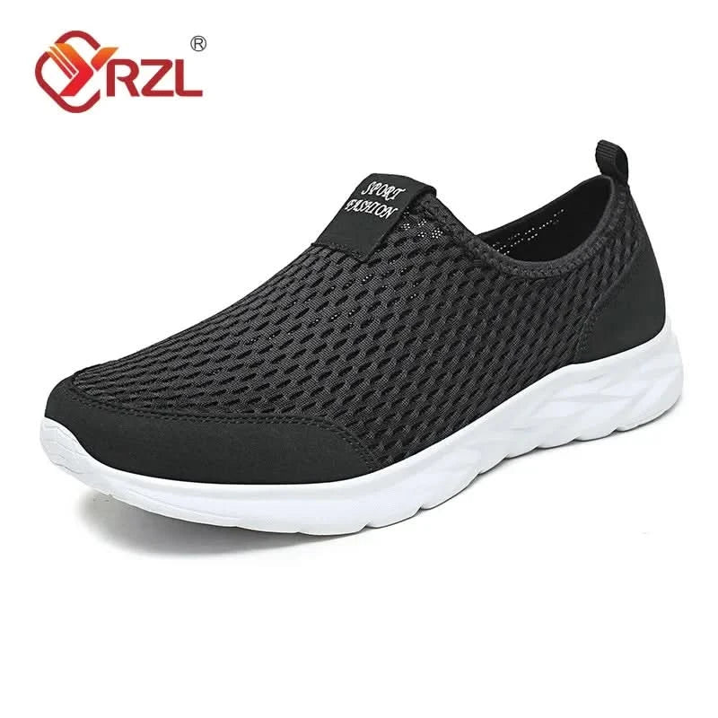YRZL Men's Sneakers Breathable Mesh Men Casual Shoes Outdoor Non-Slip Big Size Loafers Walking Lightweight Male Tennis shoes - M & M Global