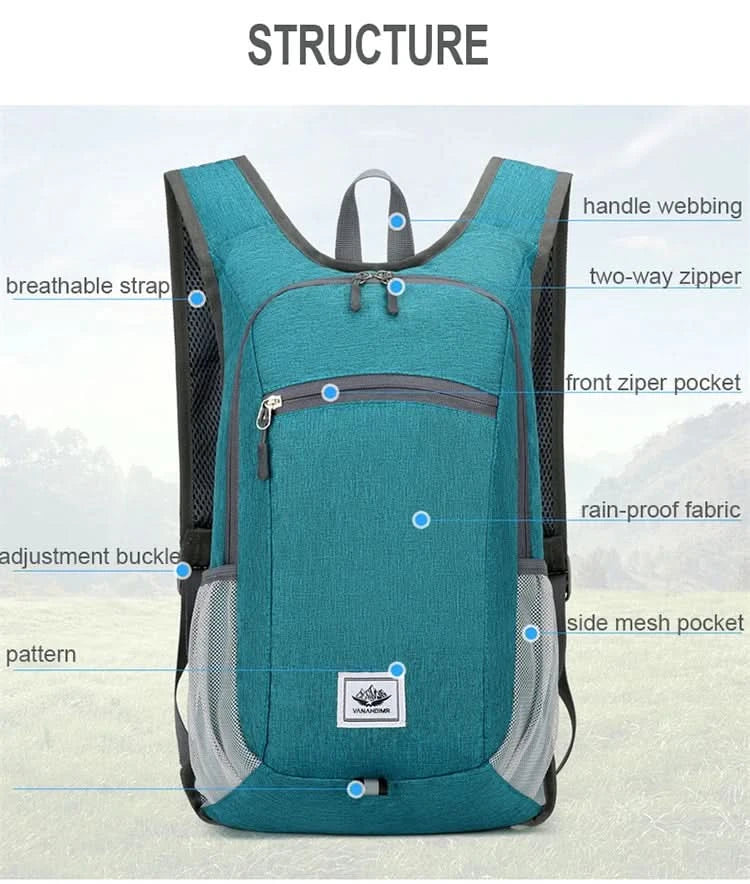 Portable Foldable Backpack,Men Women Ultralight Folding Bag,Outdoor Climbing Cycling Hiking Knapsack Travel Daypack - M & M Global
