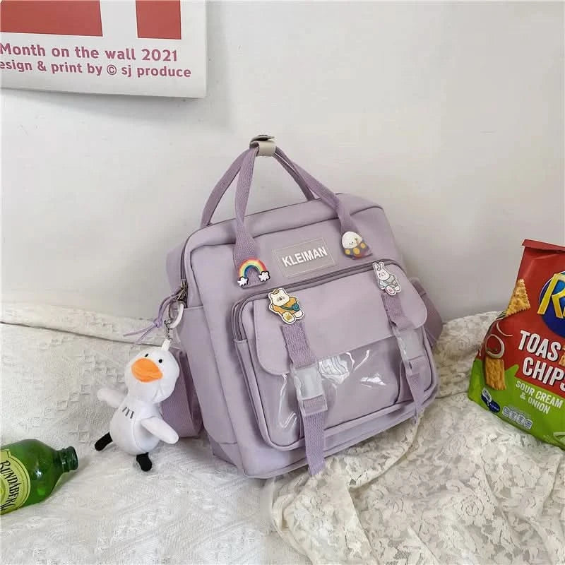 Japanese high-capacity single-shouldered slouch bag for schoolgirls, carry-on canvas messenger bag, Japan and South Korea - M & M Global