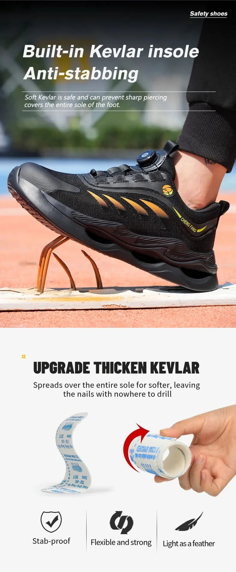 Soft sole lace-free anti-smash and anti-puncture safety shoes