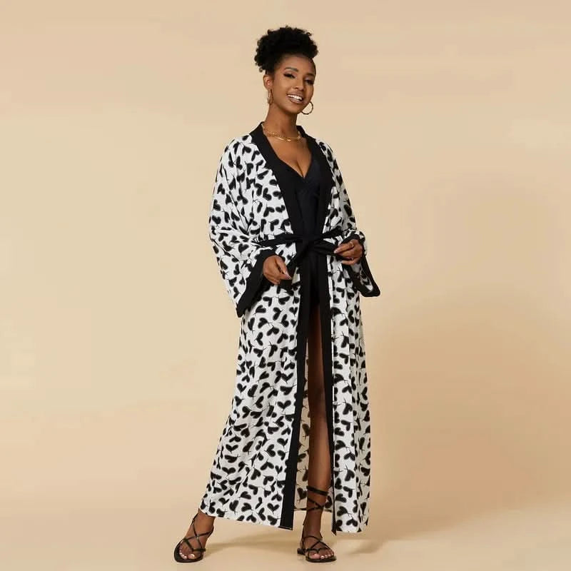 Para Praia Kimono Beach Robe 9 Colors Bikini Cover Ups Beachwear Femme Long Dress Sarong Women Loose Cardigan Swimsuit Covers - M & M Global