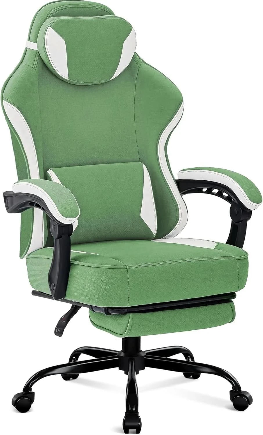 Gaming Chair,Computer Chair Fabric with Pocket Spring Cushion, Office Chair with Footrest and Massage Lumbar Support, Reclining