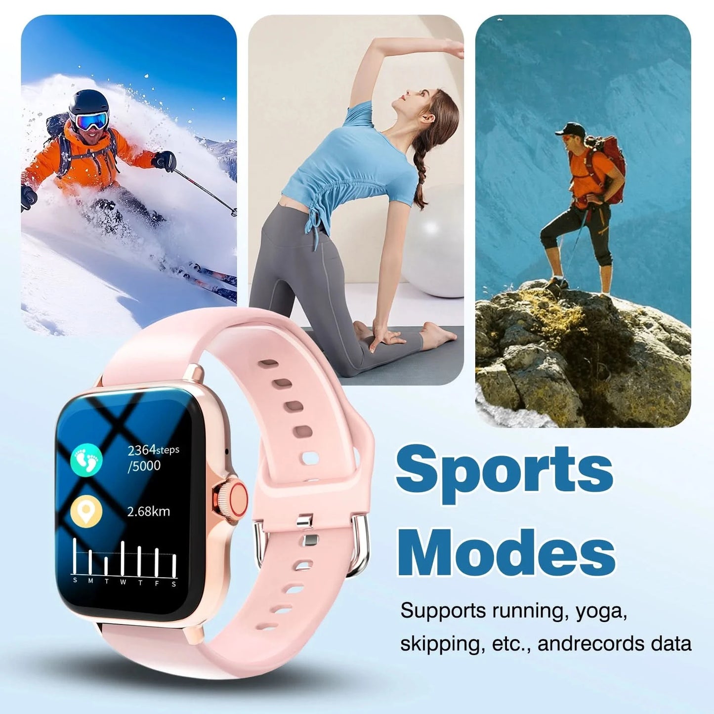 New Smartwatch, Answer/Make Calls, Message Reminders, Multi-Sport Mode, Weather Forecast, Suitable For Men/Women