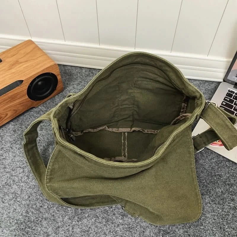 High Quality Canvas Handbag Shoulder Bags Large Capacity Crossbody Bags For Women Simple Casual Messenger Bag Student School Bag - M & M Global