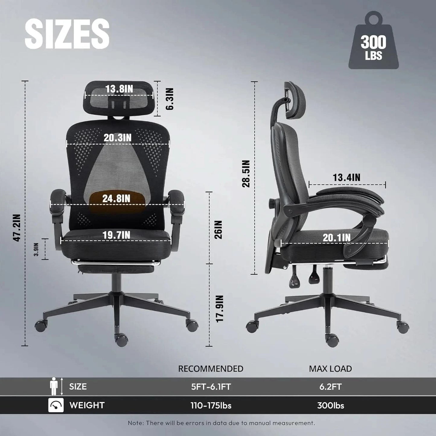 Dowinx Ergonomic Office Chair,Mesh Computer Chair with Pocket Spring Desk Chair with Adjustable Lumbar Support and Headrest
