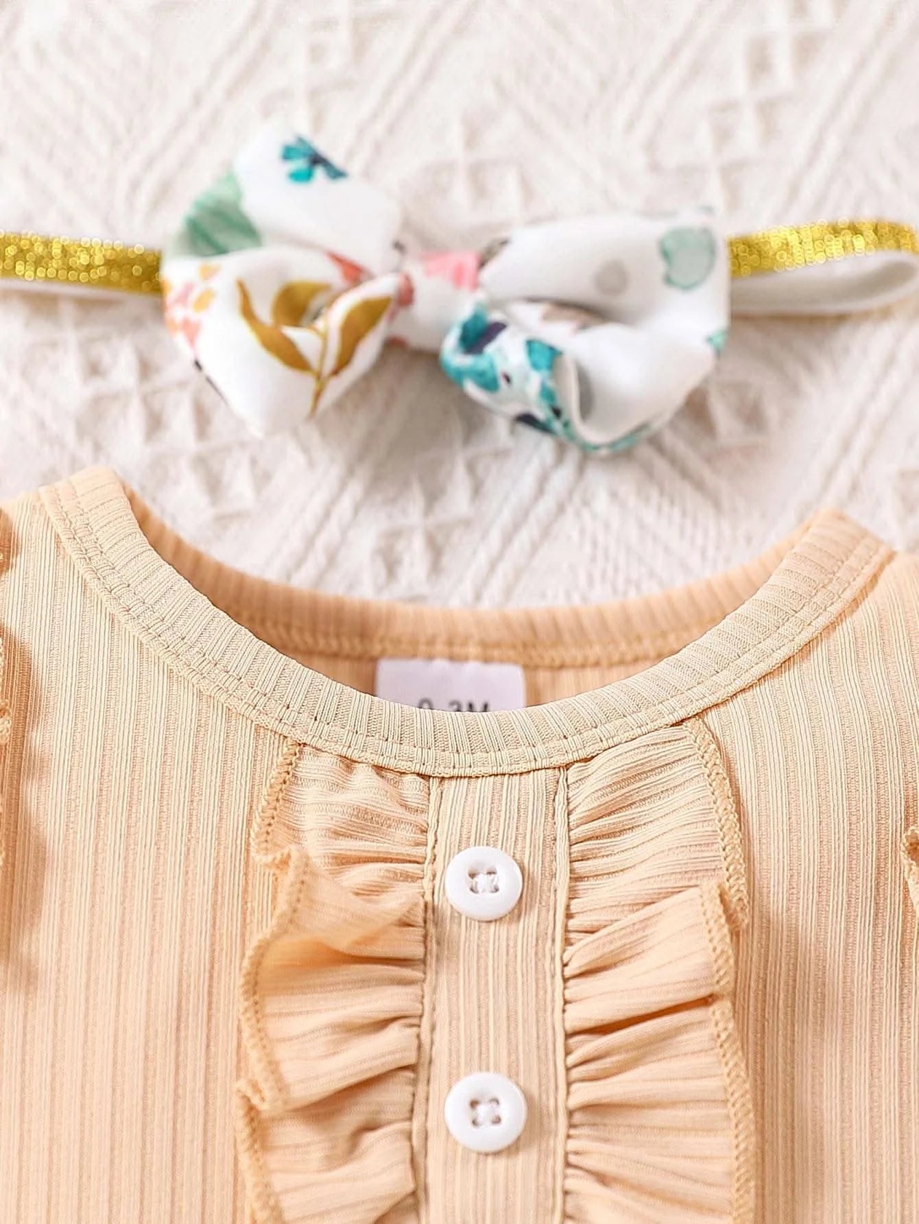 3pcs Newborn Baby girl Ruffle Short sleeve Bodysuit+Bow Printed shorts+Headband 0-18 Months Cute Baby Summer Set - M & M Global
