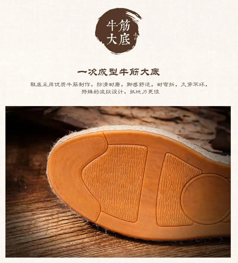 Women Sewing Flax Shoes Slip on Loafers Casual Shoes Man Espadrilles Hemp Canvas Flat Shoes Plus Size Fisherman Driving Footwear - M & M Global