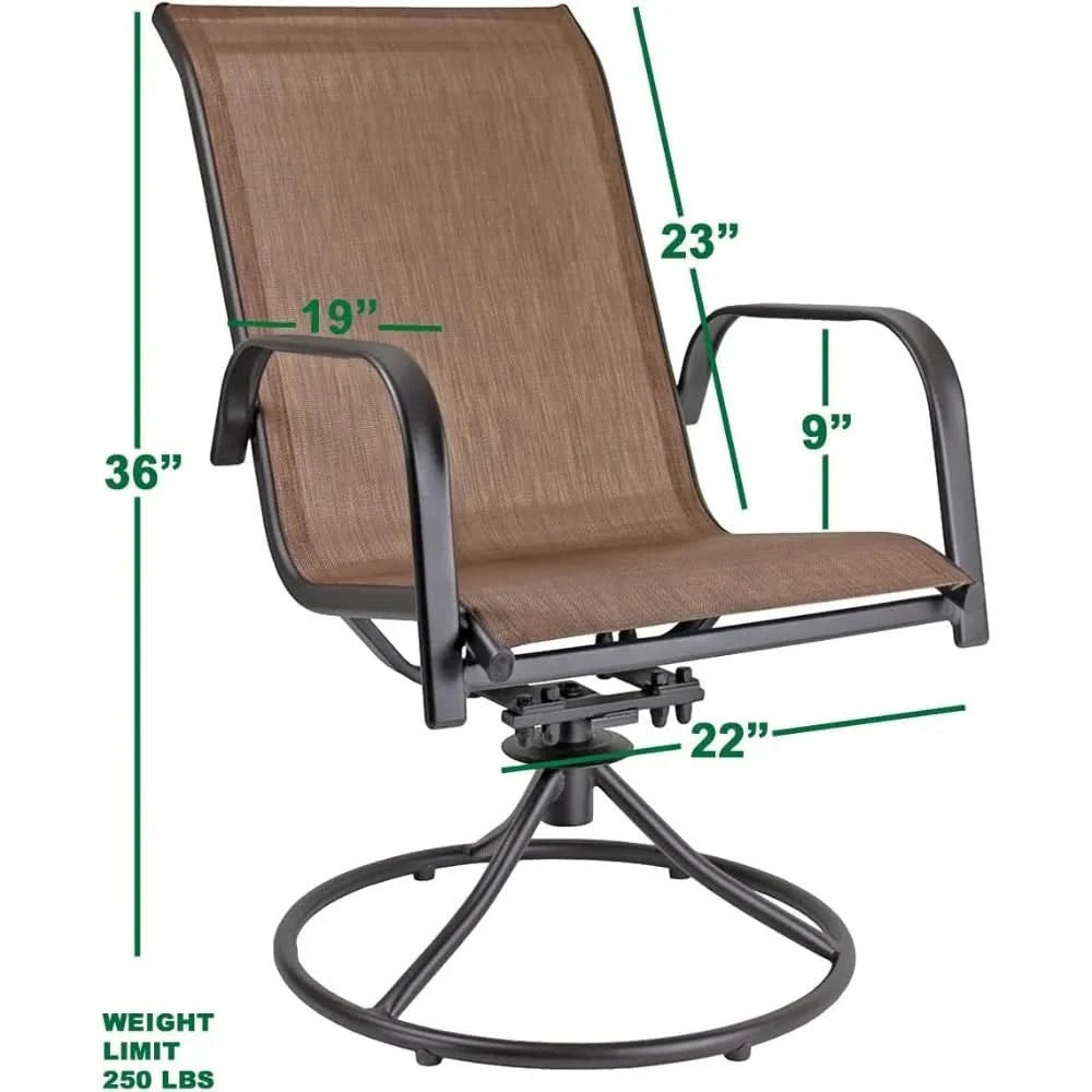 Swivel Outdoor Rocker Chairs with 360° Swivel & Rocking Motion, Weather-Resistant Fabric & Powder-Coated Steel Frame