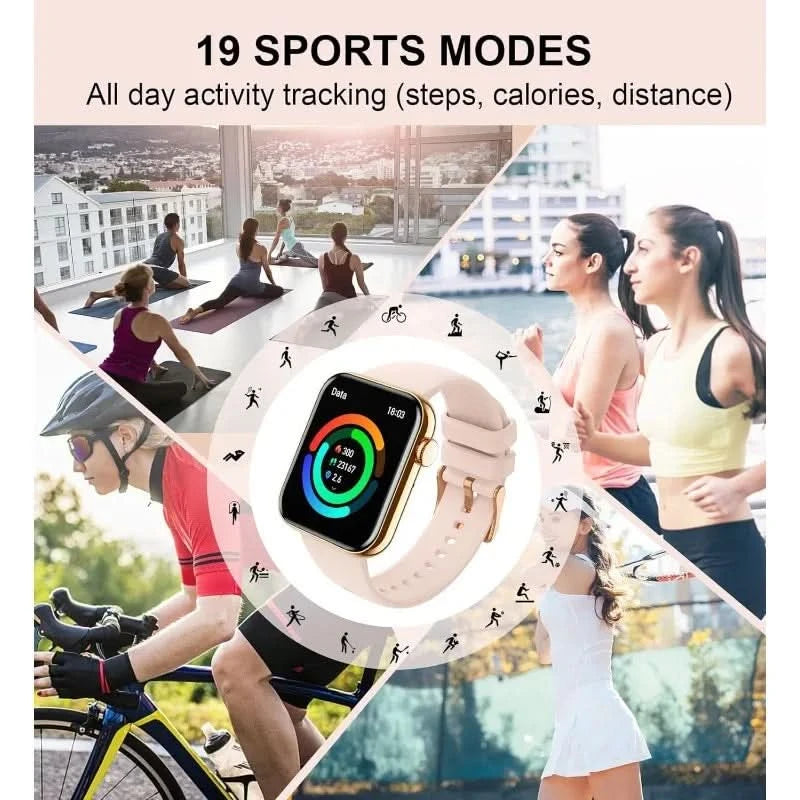 Smart Fitness Watch - Compatible with Android & iPhone, Wireless Calling, Text Reminders, Built-in Activity Tracker for Multiple