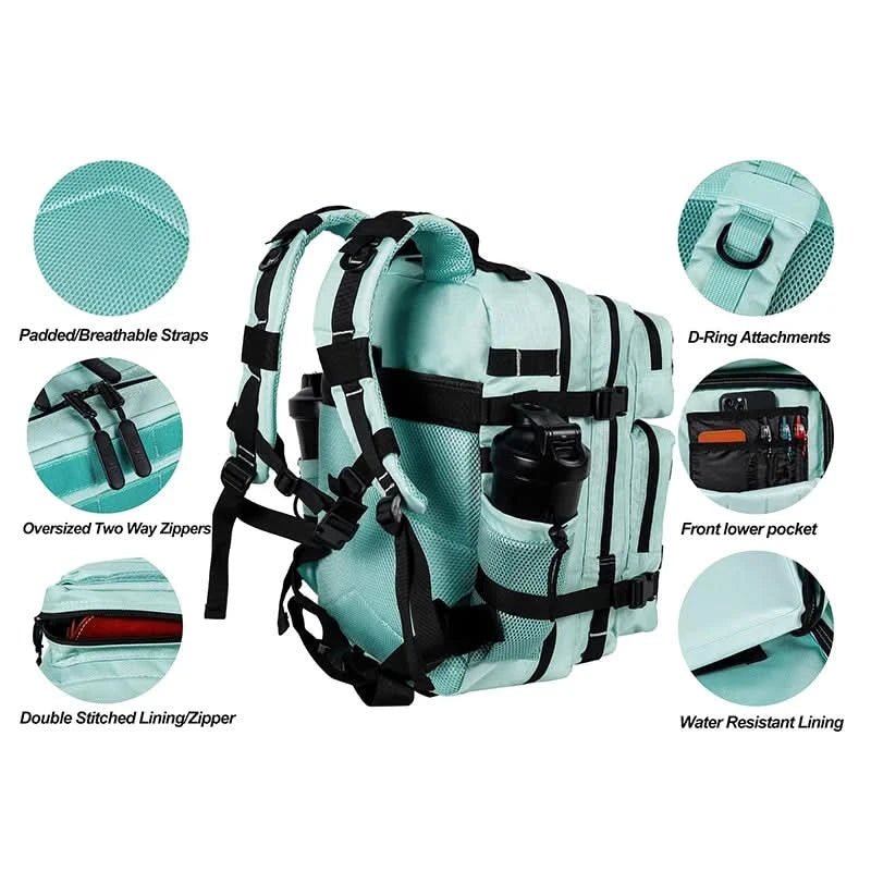 LHl 35L Tactical Backpack Small Athlete Gym Bag for Men/Women Qutdoor Travel Hiking Molle Rucksack with Bottle Holder - M & M Global