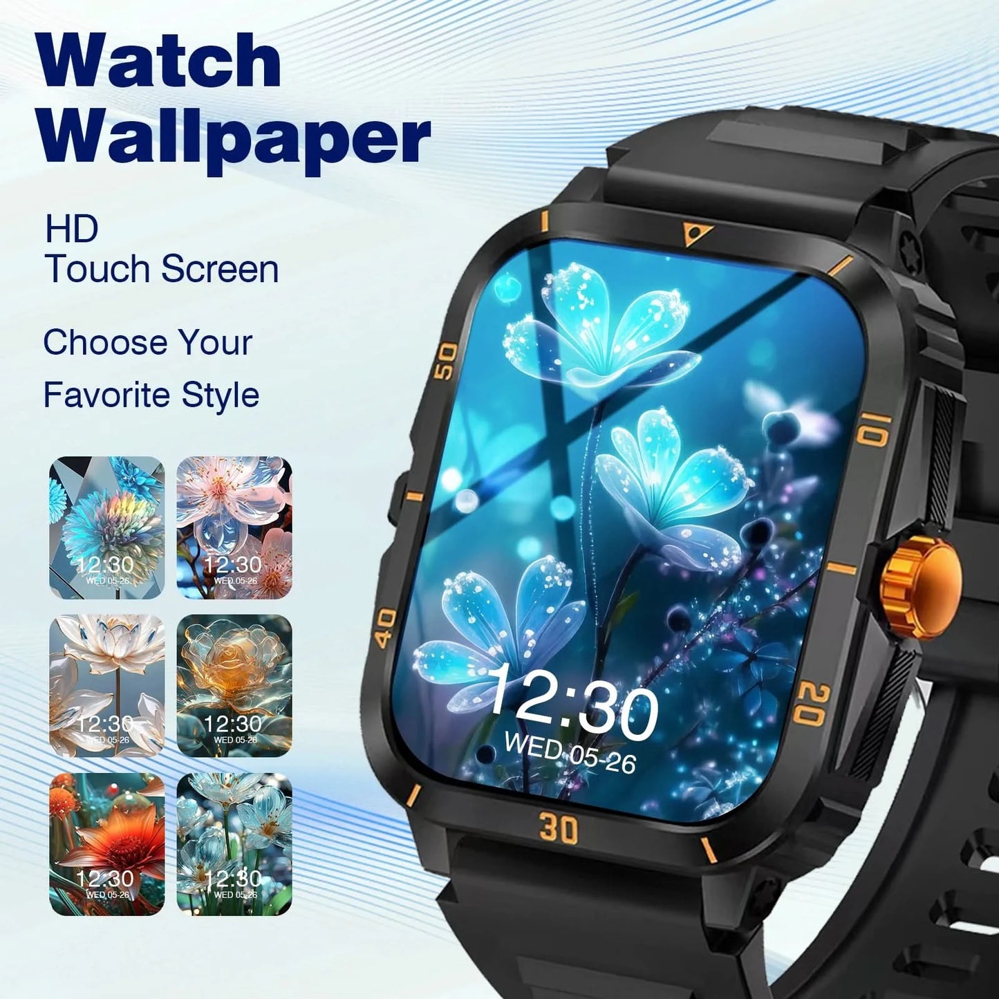 Smart Watch, Wireless Calls, Message Reminders, Multi-Sports Mode, Music Playback, Suitable For Iphone/Android Phones