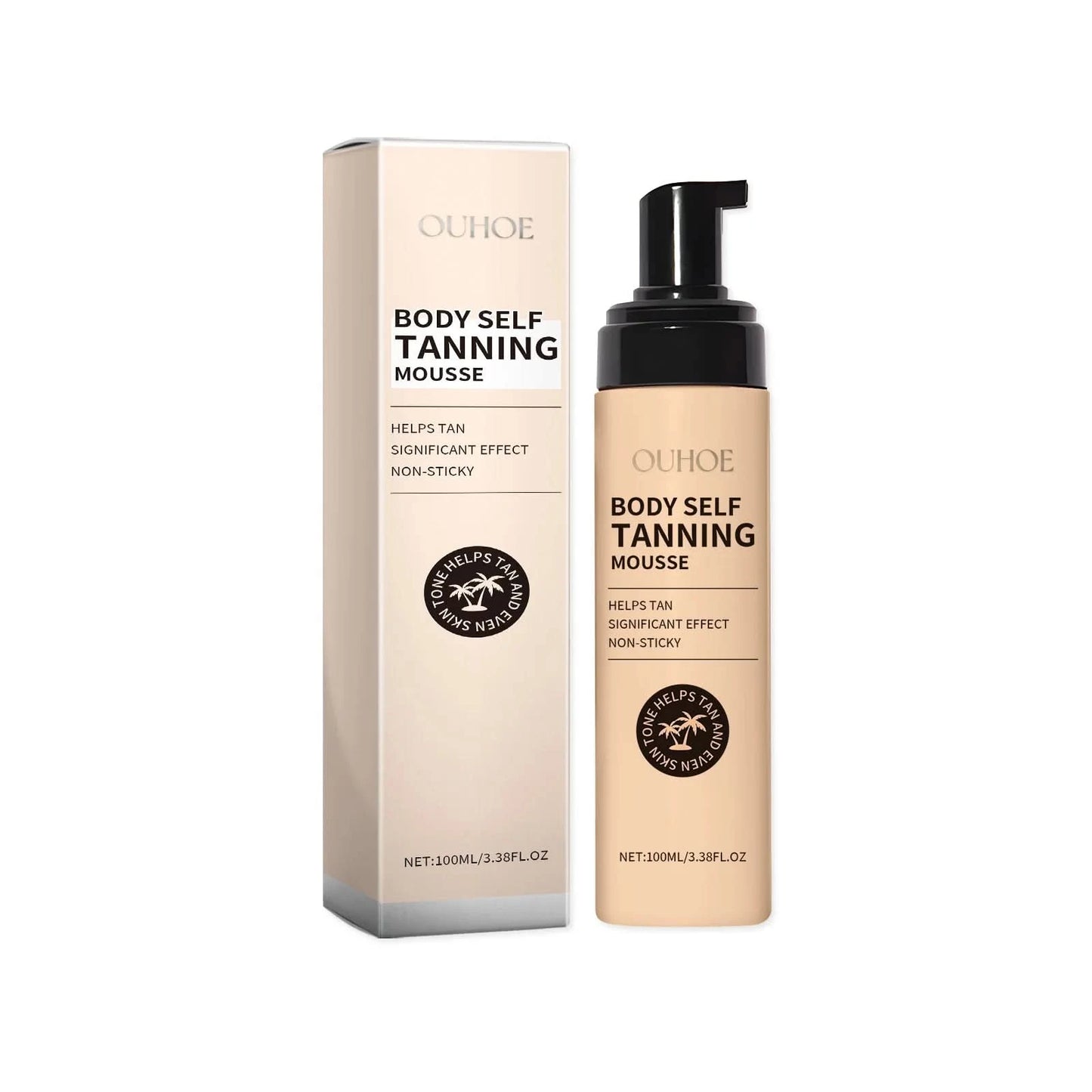 Ouhoe Sunless Tanning Mousse Natural Bronzer Summer Beach Outdoors Moisturizing Flawless Face Body Tanning Mousse - M & M Global