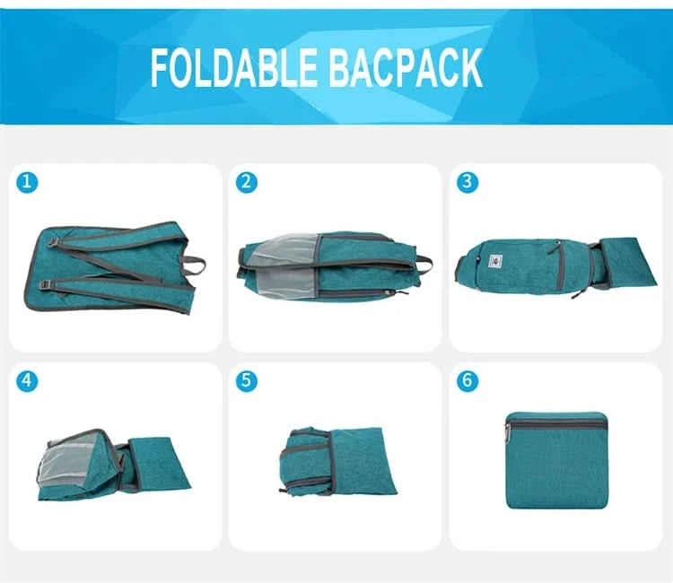 Portable Foldable Backpack,Men Women Ultralight Folding Bag,Outdoor Climbing Cycling Hiking Knapsack Travel Daypack - M & M Global