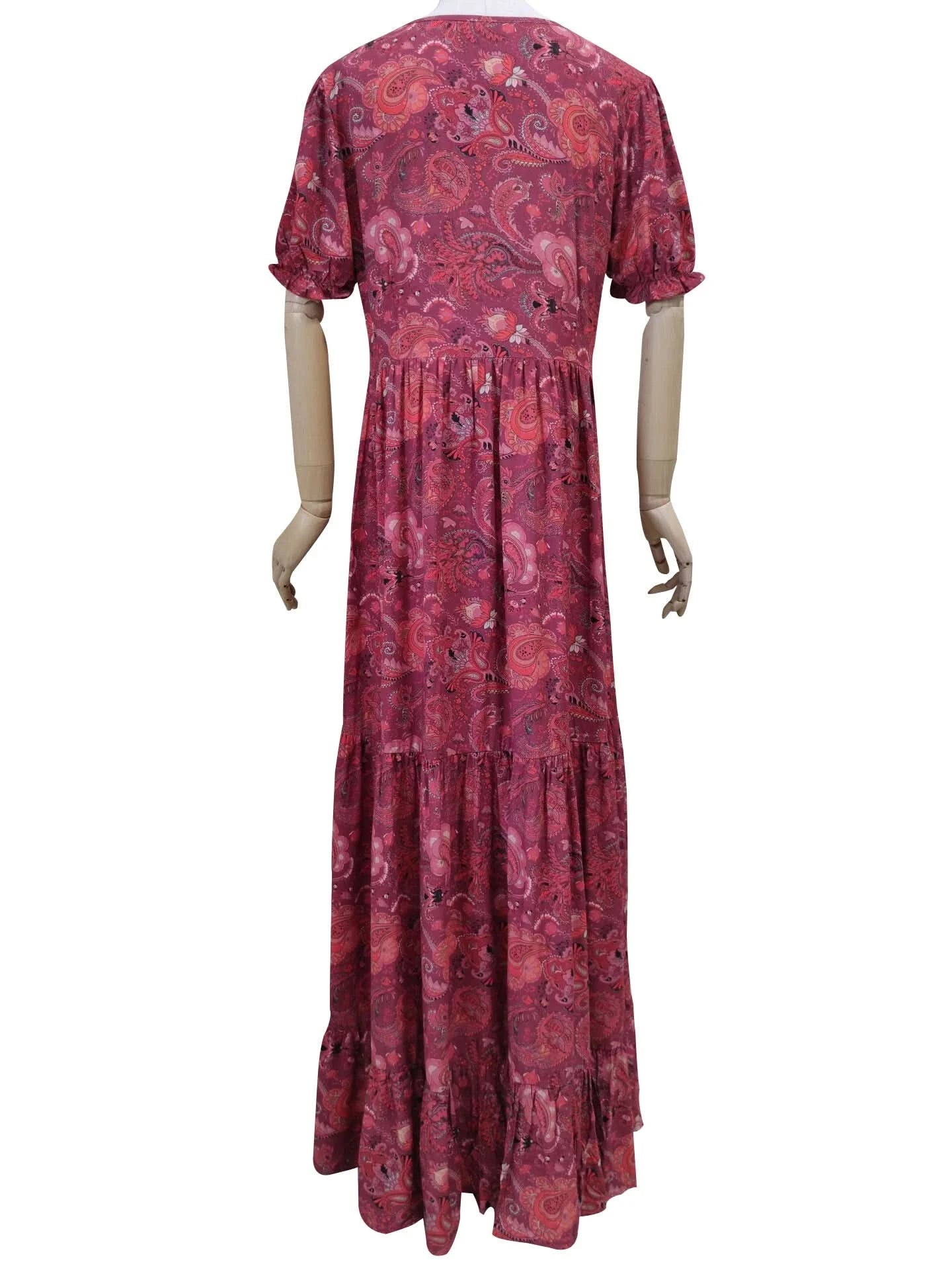 TEELYNN boho long dress Vintage 2023 floral print Chiffon three quarter sleeve v-neck summer Gypsy Hippie women dresses vestidos - M & M Global