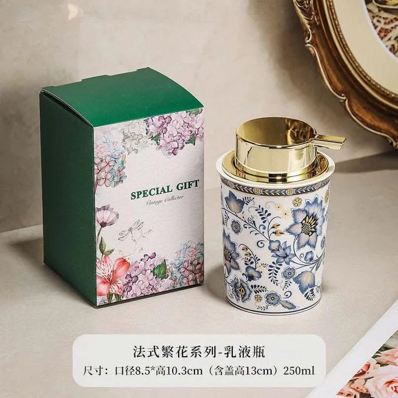 250ML Color Pattern Ceramic Lotion Bottle Facial Cleanser Foamer Home Makeup Remover Shampoo Storage Bottle Bathroom Accessories - M & M Global