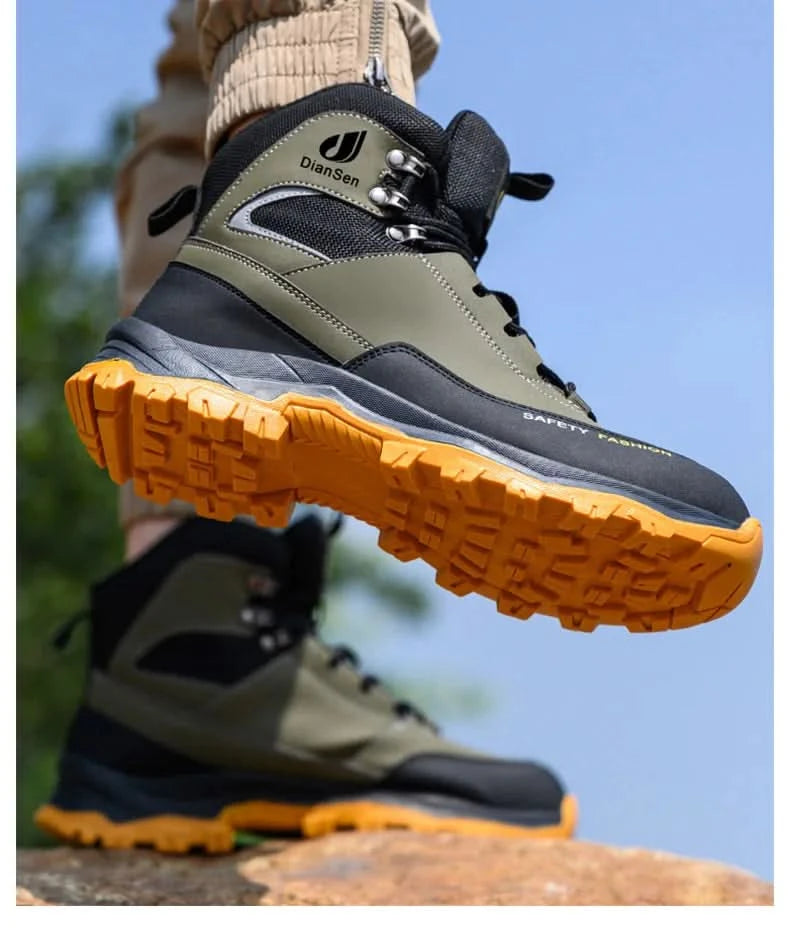 Mens Safety Shoes With Steel Toe Waterproof Boots Puncture Proof Anti-smash Mens Outdoor Work Sneakers Construction Work Shoes