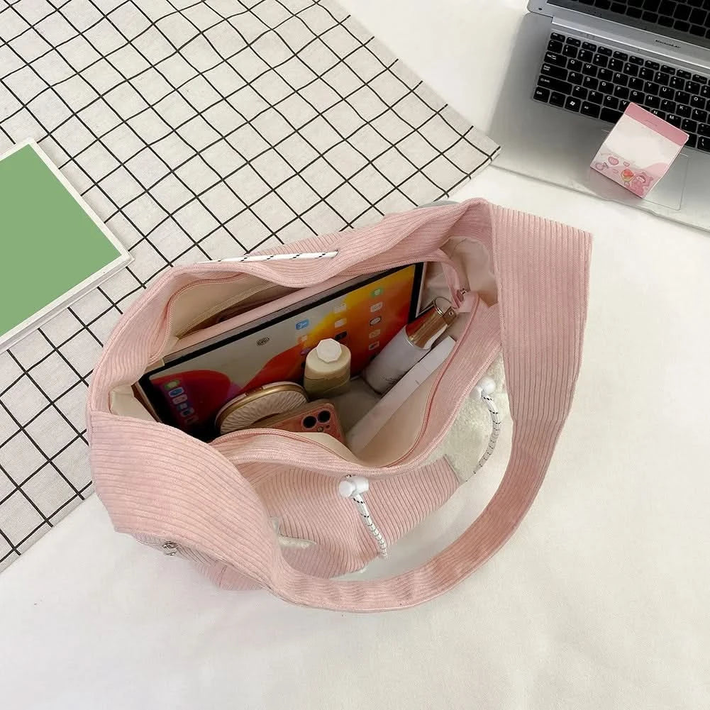 Women Star Pattern Corduroy Crossbody Bag Casual Tote Lady Fashion Large Capacity Shoulder Bag Girl Travel Messenger Bag Handbag - M & M Global