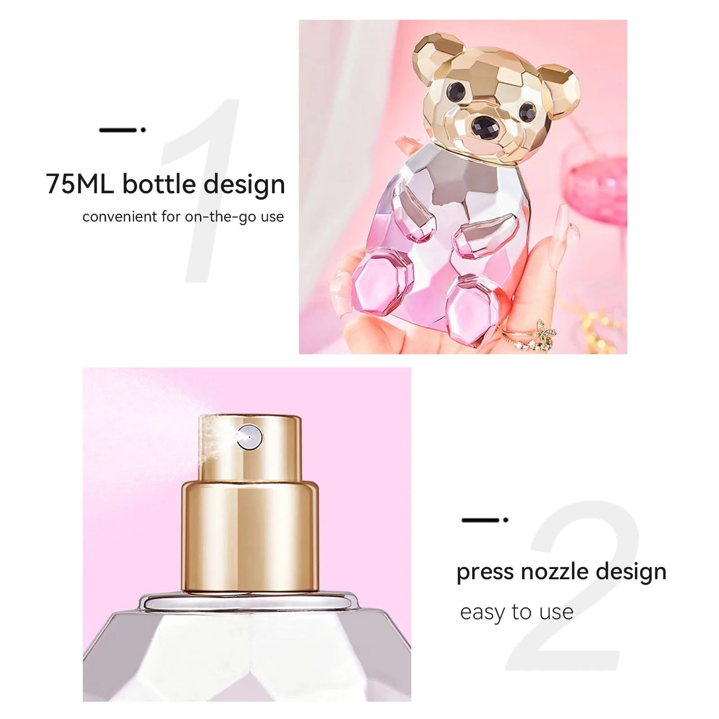 Bear Eau De Parfum Spray fragancia natural con caja de regalo, un perfume personal encantador para mujeres y hombres de 75ML