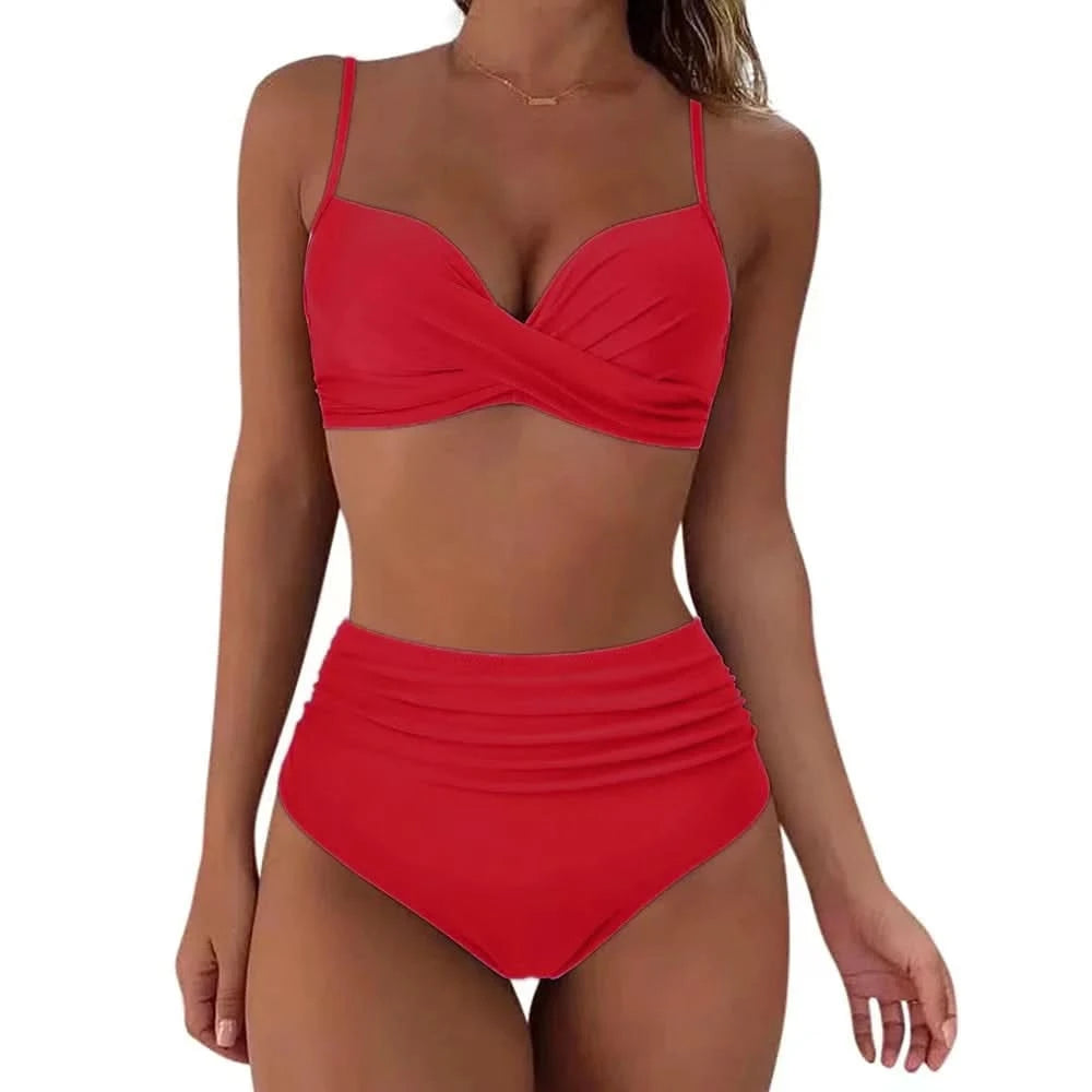 Vintage High Waist Bikinis 2025 Women Push Up Swimwear Printed Swimsuit Female Beachwear Summer Bathers Bathing Suit Swimming - M & M Global