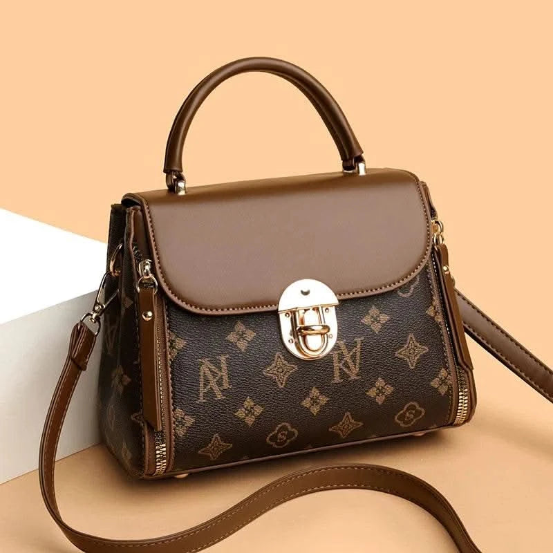 Bags for Women, Printed Fashionable Hand-Held Locks, Commuting Small Square Bag, Fashionable and Versatile Shoulder Crossbody Ba - M & M Global