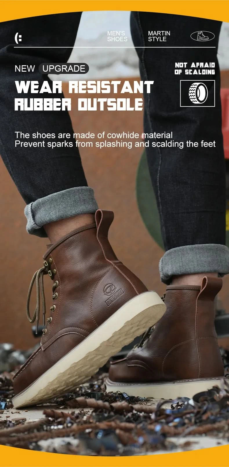 Two layer cowhide high top anti-smash anti-puncture breathable fashion labour insurance shoes