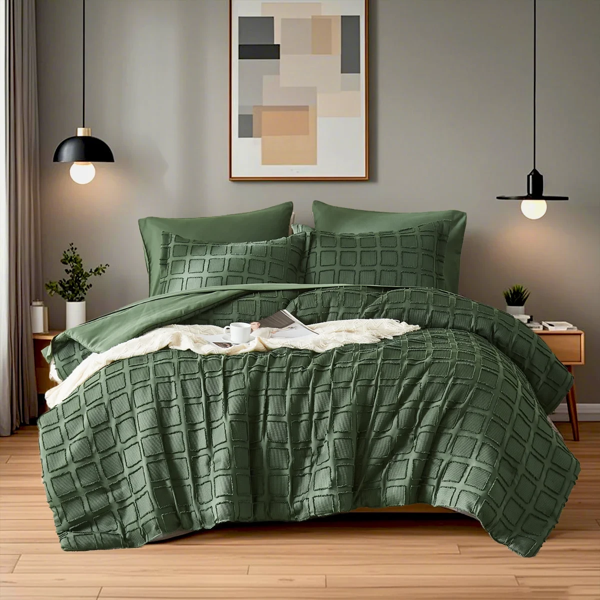 Queen Solid Color Comforter Set with Cut Flower Design β Lightweight, Breathable Microfiber Bedding for All Seasons, Machine Washable