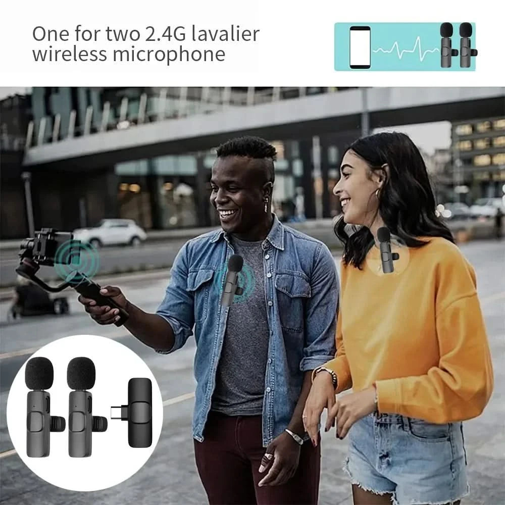 Microphone Wireless Lavalier Microphone for Live Streaming/YouTube/TikTok/Facebook Live Noise Reduction Mic For iPhone/Android - M & M Global