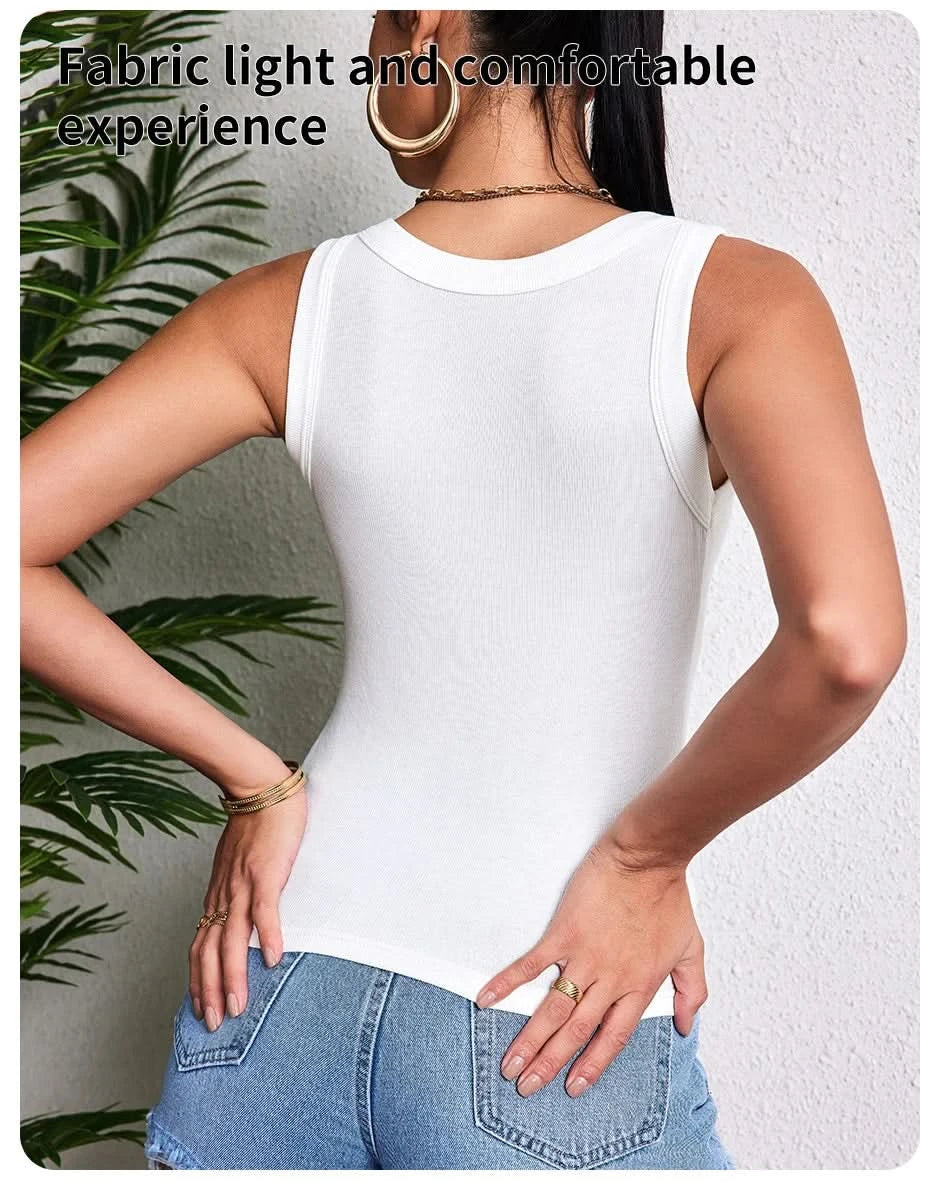 European and American Size Ladies Suspender Vest Sleeveless Top Solid Color Sexy Thread Bottoming Vest for Four Seasons. - M & M Global