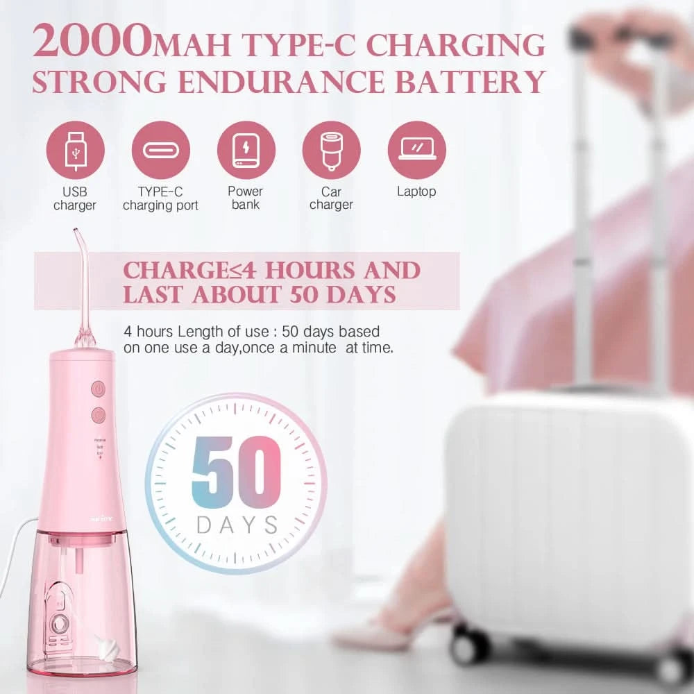 Sejoy CYQ-AOW06 Cordless Electric Water Flossers for Teeth 350ml Water Dental Flosser Portable Oral Irrigator Rechargeable - M & M Global