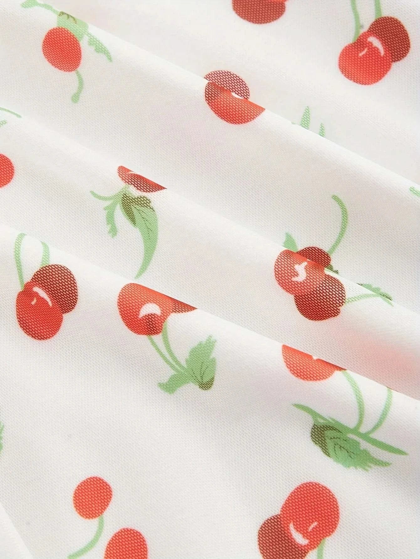 Cherry Printed Vintage Summer Dresses Y2kWomen Swing Robe Party Dress 2025 New Casual Vestidos Sexy Strapless A-Line Sundresses - M & M Global